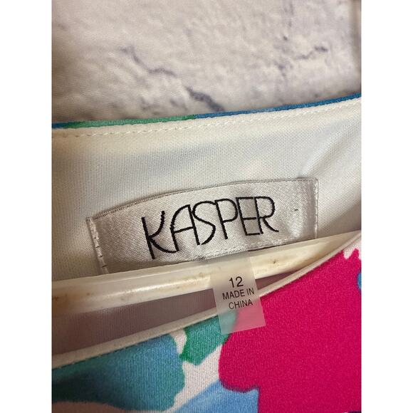 Kasper Bright Multicolor Floral Midi Dress Short Flutter Sleeve Zip Up SZ 12 NWT - Picture 5 of 6